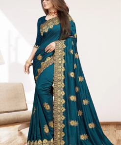 এক্সক্লুসিভ ইন্ডিয়ান ইন্ডিয়ান বিচিত্রা সিল্ক টোরি এমব্রয়ডারি কাজ করা পার্টি শাড়ি